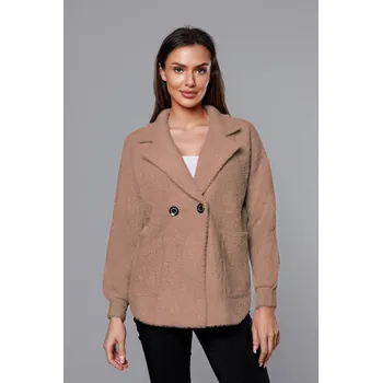 Dámský kabát Krátký béžový přehoz přes oblečení typu alpaka (CJ65) odstíny béžové uni velikost