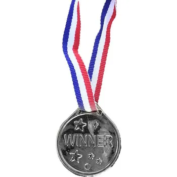 Party dekorace Medaile stříbrné, 6 ks v sáčku