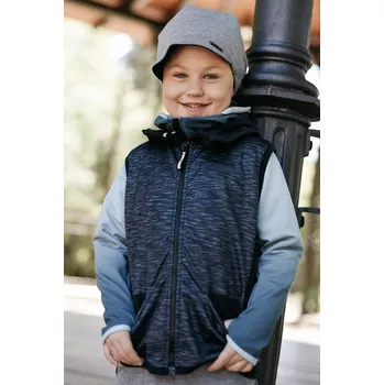 Pánská vesta černá melírovaná softshellovo-tecnostretchová vesta se širokým l