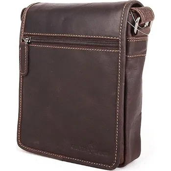 Malá/střední pánská kožená crossbody taška GreenWood no. 196630 tmavěhnědá