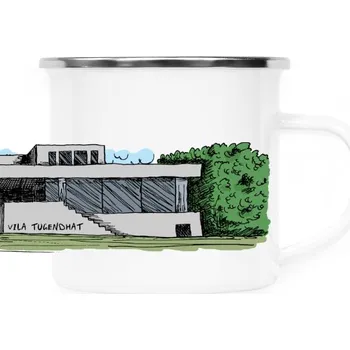 Plecháček - nerezový lem s potiskem Vila Tugendhat - pleháček color