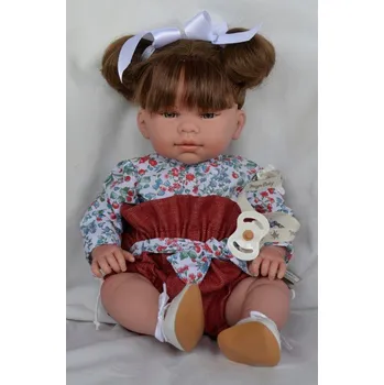 Panenka Realistické miminko - holčička Marina v krátkých tmavě červených kalhotkách od firmy Lamagik (Realistická miminka ze Španělska)