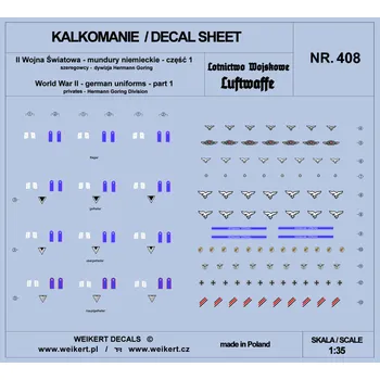 Plastikový model Weikert decals 1/35 German Uniforms WWII Hermann Goring div. pt.1