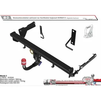 Tažné zařízení Tažné zařízení Mazda 3 11/2013->02/2019 SV 003-451, SVC GROUP