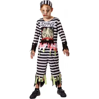 Karnevalový kostým Bristol Novelty cf024 dětský kostým kostra- trestanec vězeň, vel. L