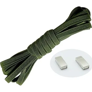 Tkaničky do bot Elastické tkaničky do bot široké - Typ D - magnetické zacvakávací, jeden pár - Zelené, 100 cm