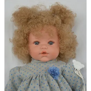 Panenka Susi - holčička v šedých šatech s modrými puntíky od firmy Lamagik ze Španělska (Španělská panenka Susi - 47 cm)