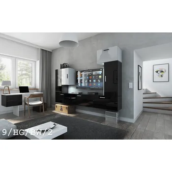 Obývací stěna Ral Obývací stěna Elegant 2 - Černo / bílý lesk