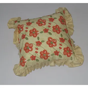 Polštář Polštář s výplní - Kytky na béžovolososové s kanýrem