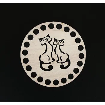 Dřevěné víko - kruh 20 cm, kočičky