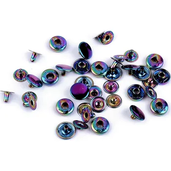 Kovové druky Wuk Ø12 mm na středně silné látky, duhové, barva multikolor