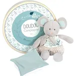Doudou Plyšová myška s dečkou z BIO bavlny 22 cm