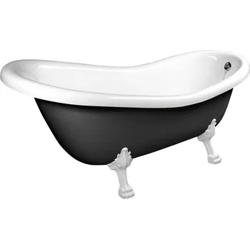 Vana Polysan RETRO volně stojící vana 147x69,5x67,5cm, nohy bílé, černá/bílá