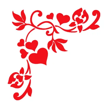Samolepící dekorace SAMOLEPKA Květina dekor 042 levá rohová se srdíčky (10 - červená) NA AUTO, NÁLEPKA, FÓLIE, POLEP, TUNING, VLASTNÍ TEXT, TISK, AUTOSAMOLEPKY.cz, POLEPY, OBRÁZEK, LOGO, SAMOLEPKY