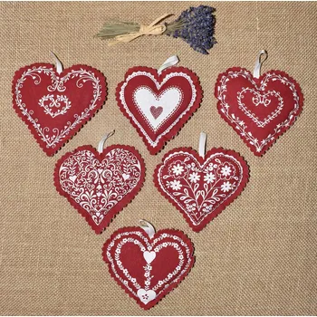 Vánoční dekorace Vánoční levandulová srdíčka - bordó