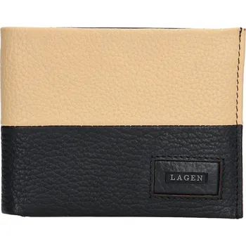 Lagen pánská peněženka kožená EF-22 - černá/béžová - BLK/BEIGE