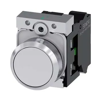 modulární přístroj a rozvaděč SIEMENS Tlačítko, 22 mm, kulaté, kov, s vysokým leskem, bílá, knoflík stiskací, 1 NO 3SU1150-0AB60-3BA0