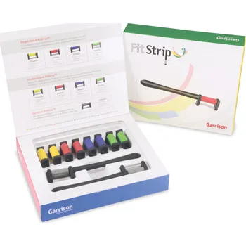 Dentální hygiena Garrison FitStrip Starter kit - KOMPLETNÍ SET - strip oboustranný jemný 30 µm / 0,15 mm, 10 ks + 2 rukojeti