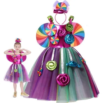 Dívčí šaty Dětské dívčí šaty Candy Lízátko a doplňky 110 110 cm