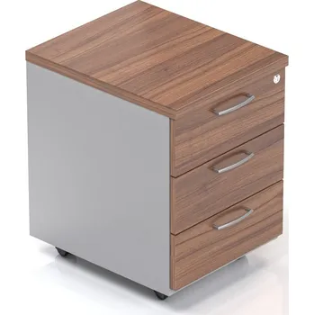 Zásuvkový kontejner NABYTEK-DESIGNOVY.CZ - KS30 19 - Kontejner 3 zásuvkový Komfort 52x43x59 cm, ořech/šedá