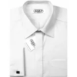Pánská košile AMJ na manžetové knoflíčky, bílá JDSA018MK, dlouhý rukáv, slim fit, vel. 42