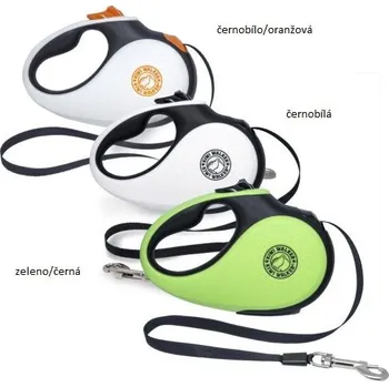 Vodítko pro psa Vodítko samonavíjecí 15kg/5m černobílá Kiwi