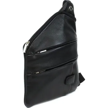 Kabelka Černý kožený pánský zipový crossbag 216-1574-60 + doprava zdarma