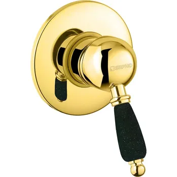 Vodovodní baterie SAPHO KIRKÉ BLACK podomítková sprchová baterie, 1 výstup, černá páčka, zlato