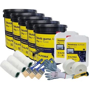 tekutá izolace Sada na 80-100m2 - Tekutá guma ALFEMA TG500 bordó 100 kg (hydroizolace Tekutá guma)