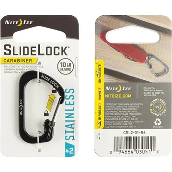 Nite Ize SlideLock Stainless Steel Ocelová karabina s pojistkou - Černá Velikost: Velikost 2