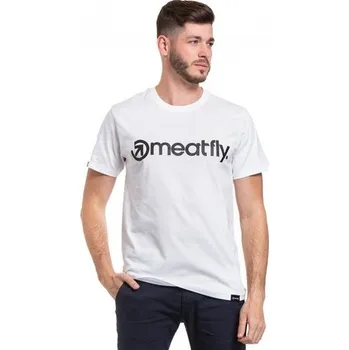 Pánské tričko Meatfly Logo 20 - B - bílé pánské tričko s krátkým rukávem