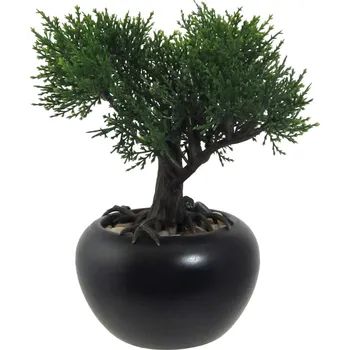 umělá květina Umělá bonsaj Cedr v květináči zelená, 19 cm