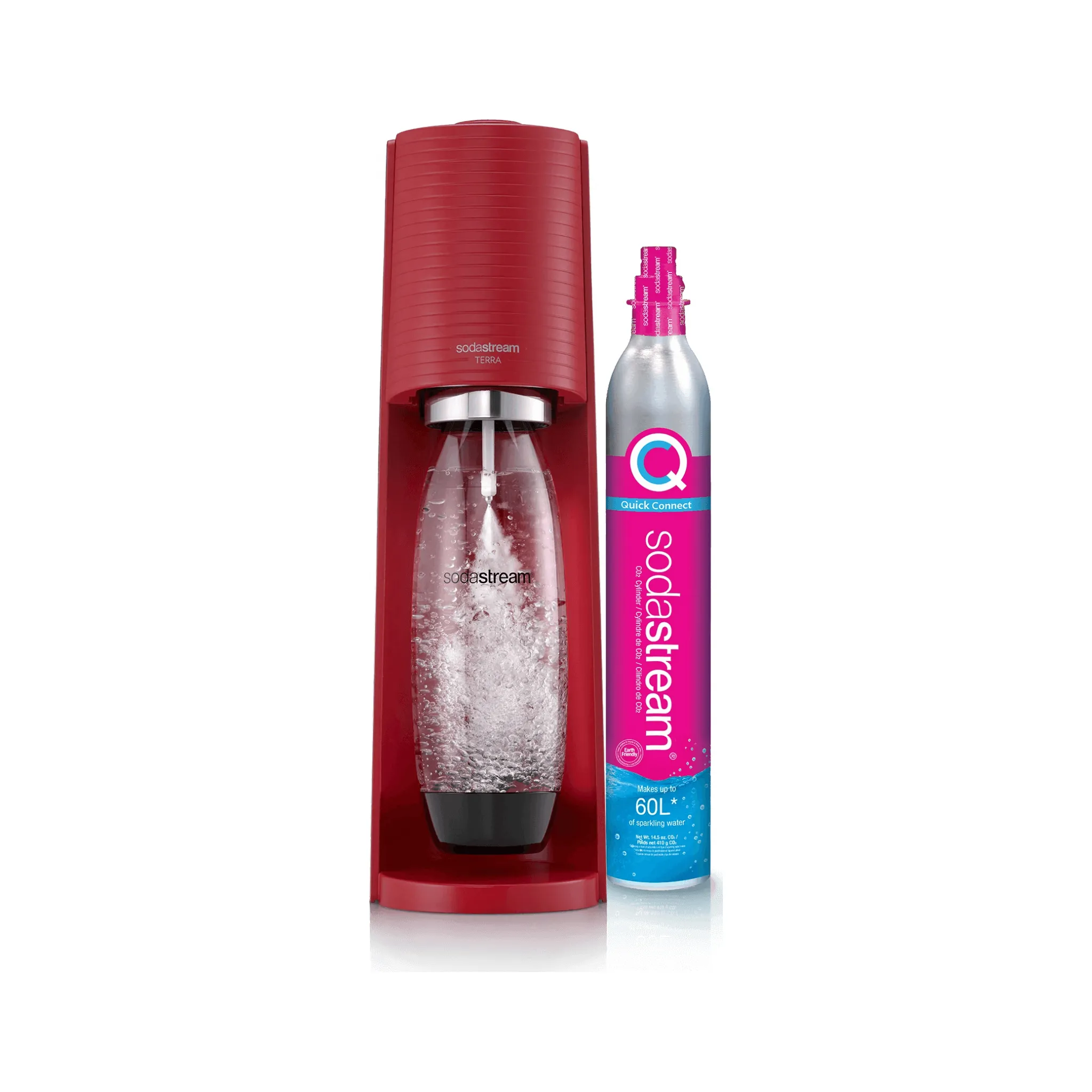 Fotografie 1 - Výrobník sody SodaStream Terra červený + 1 lahev