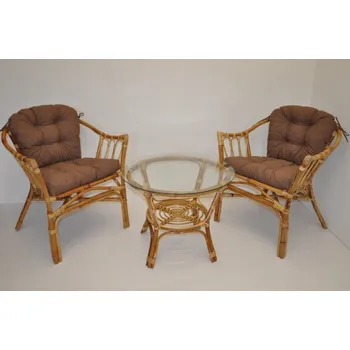 Sedací souprava Axin Trading s.r.o. Ratanová sedací souprava Subaliu - polstry hnědý melír