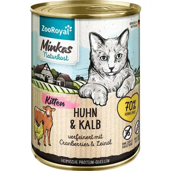 Krmivo pro kočku ZooRoyal Minkas Kitten kuře a telecí 6 × 400 g