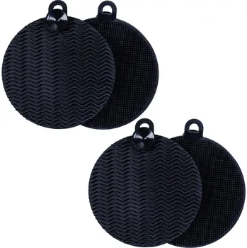 Odkapávač na nádobí Maximex Sada silikonových houbiček na mytí nádobí, 4 kusy, 14 x 12 x 1,5 cm, černé