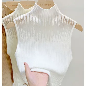 Dámský letní úpletový top - tílko Barva: Bílá, Velikost: XXXL