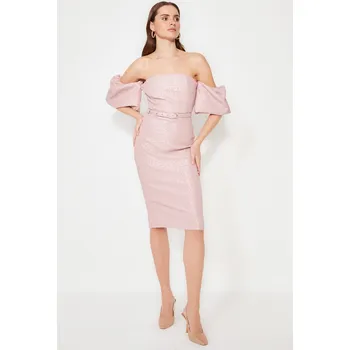 Dámské šaty Dámské šaty Trendyol Jacquard Trendyol růžová 2285400