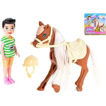 Figurka MIKRO-TRADING Panáček 13 cm s koněm 14,5 cm na kartě