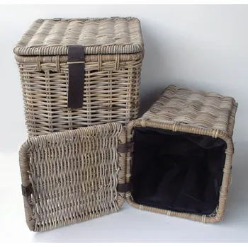 Koš na prádlo Hitra Ratanový prádelní koš WASMAND kubu grey hranatý velký