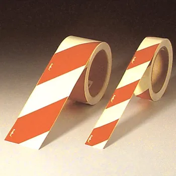 Lepicí páska Výstražná páska červená / fotoluminiscenční, levý pruh, 6 cm