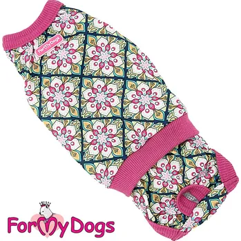 Obleček pro psa FOR MY DOGS Hárací overal PINK ORNAMENTS Velikost: 16/L
