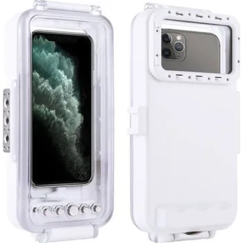 Pouzdro na mobilní telefon Vodotěsné pouzdro pro profesionální potápění a šnorchlování až do 40 metrů pro iPhone 12 Pro - bílé