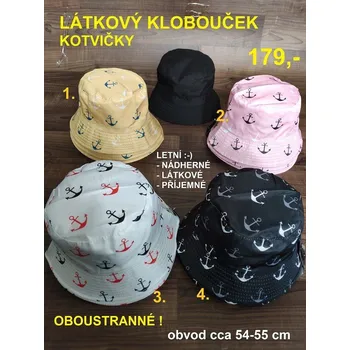 Klobouk LÁTKOVÝ KLOBOUČEK KOTVIČKY - ČERNÁ