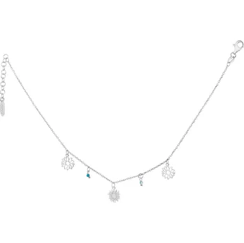 Řetízek Stříbrný řetízek na kotník s broušeným sklem - květy - AP534-8687