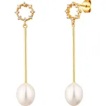 JVD Dámské stříbrné pozlacené visací náušnice s perlami na puzetku SVLE1586XD2GP00