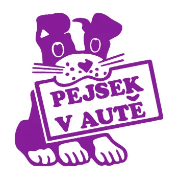 Polep vozidla SAMOLEPKA Pejsek v autě 001 pravá (14 - fialová) NA AUTO, NÁLEPKA, FÓLIE, POLEP, TUNING, VLASTNÍ TEXT, TISK, AUTOSAMOLEPKY.cz, POLEPY, OBRÁZEK, LOGO, SAMOLEPKY