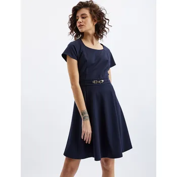 Dámské šaty Orsay Tmavě modré dámské šaty s páskem - Dámské Orsay černá 2291083