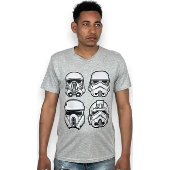 Pánské šedé tričko s krátkým rukávem STARWARS Barva: Šedá, Velikost: XS