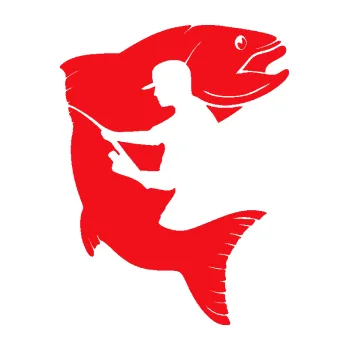 Polep vozidla SAMOLEPKA Rybář 020 levá (10 - červená) NA AUTO, NÁLEPKA, FÓLIE, POLEP, TUNING, VLASTNÍ TEXT, TISK, AUTOSAMOLEPKY.cz, POLEPY, OBRÁZEK, LOGO, SAMOLEPKY